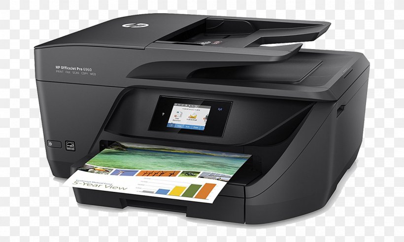 Hewlett-Packard Multi-function Printer HP Officejet Pro 6960 All-in-One Colour Ink-jet, PNG, 1181x709px, Hewlettpackard, Color Printing, Electronic Device, Electronics, Hp Deskjet Download Free