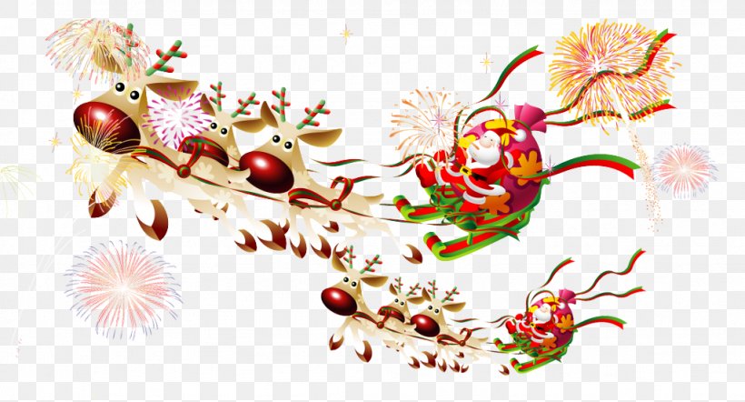 Santa Claus's Reindeer Santa Claus's Reindeer Christmas Clip Art, PNG, 1024x553px, Santa Claus, Art, Branch, Christmas, Christmas And Holiday Season Download Free