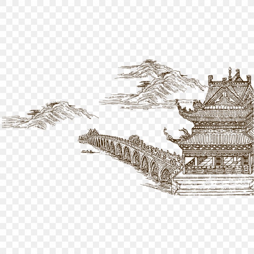 Chinese Pavilion Gazebo Building, PNG, 1417x1417px, Chinese Pavilion, Black And White, Building, Designer, Gazebo Download Free