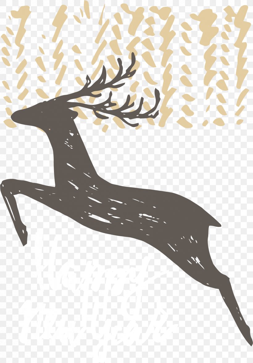 Deer Poster Euclidean Vector, PNG, 1673x2402px, Deer, Antler, Black And White, Branch, Designer Download Free