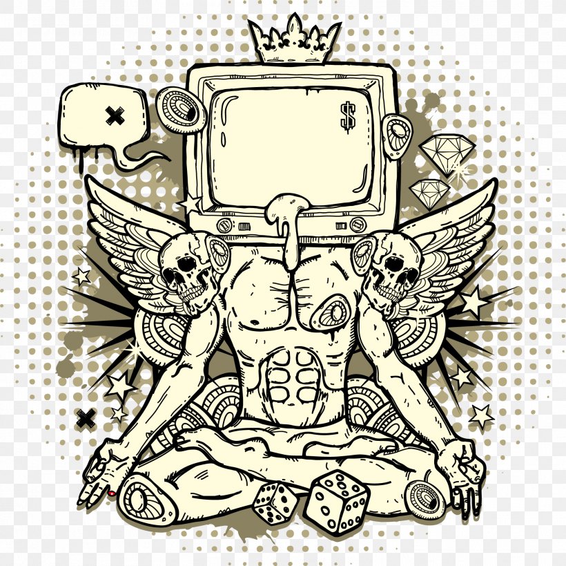 Drawing Television Line Art, PNG, 1919x1918px, Drawing, Art, Artwork, Black And White, Broadcasting Download Free
