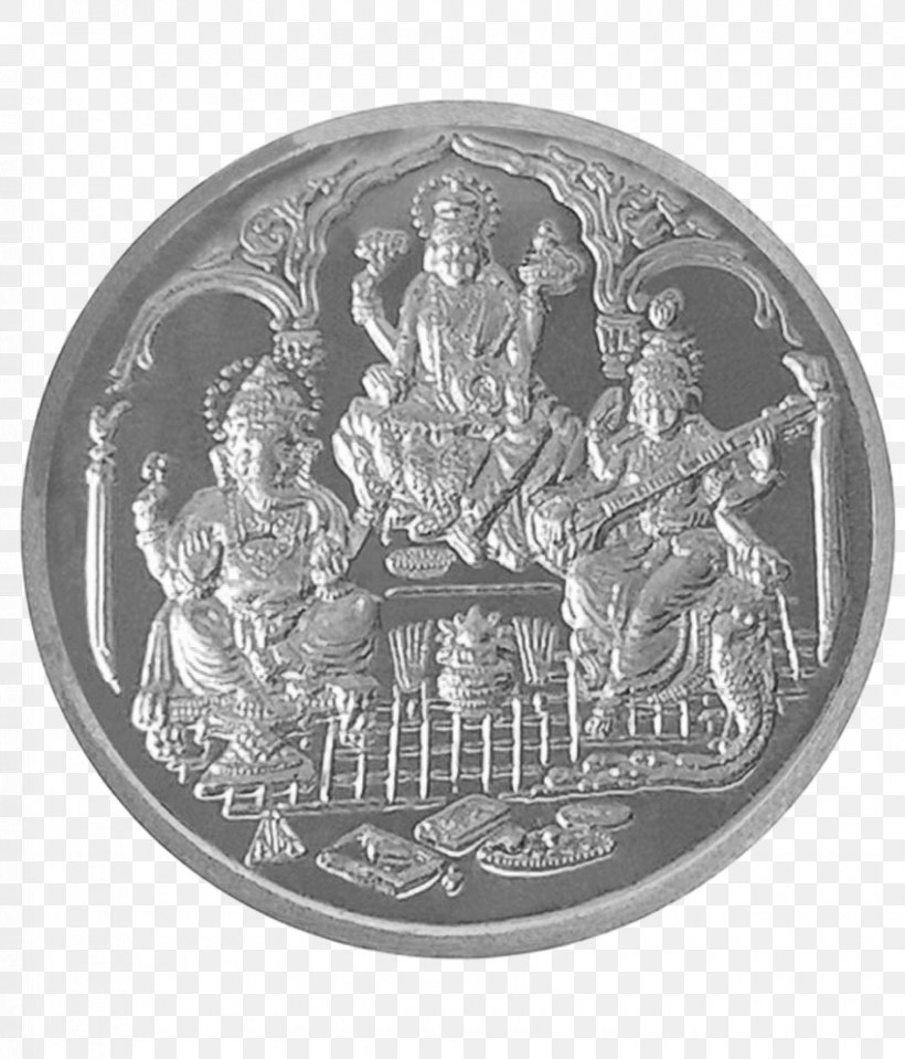 Ganesha Lakshmi Coin Silver Saraswati, PNG, 850x995px, Ganesha, Coin, Currency, Dhanteras, Gajalakshmi Download Free