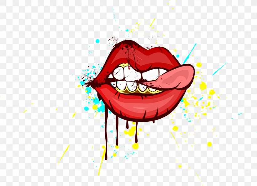 Lip T-shirt Human Tooth, PNG, 1440x1043px, Watercolor, Cartoon, Flower, Frame, Heart Download Free