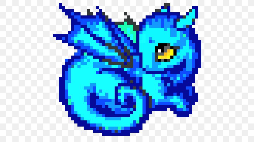 Pixel Art Dragon Bead, PNG, 560x460px, Pixel Art, Area, Art, Bead, Blue Download Free