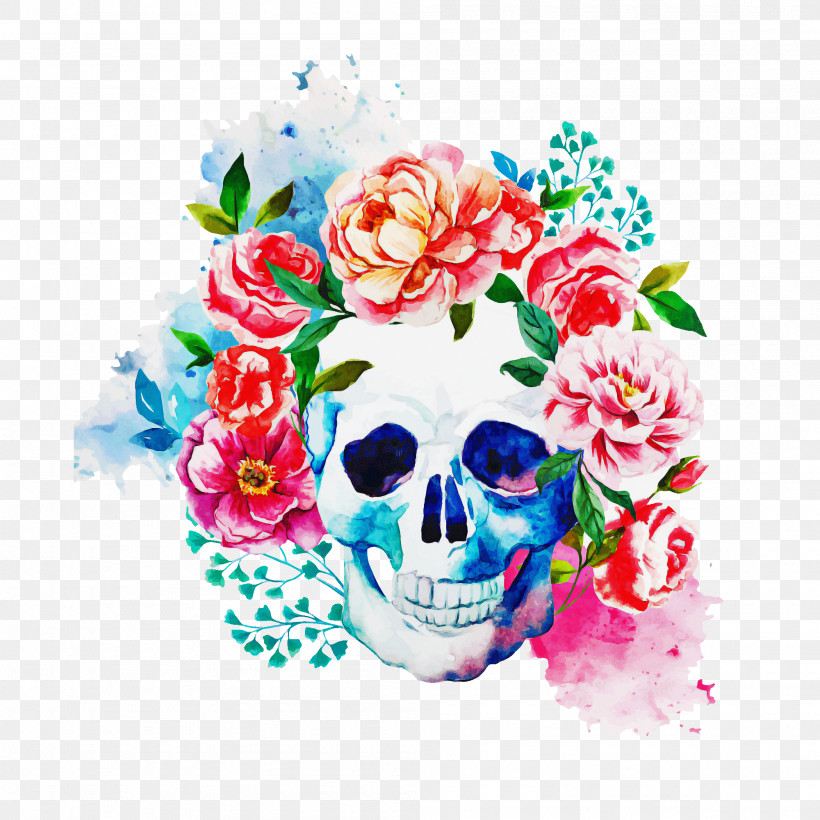 Skull Bone Flower Bouquet Plant, PNG, 2000x2000px, Skull, Bone, Bouquet, Flower, Plant Download Free