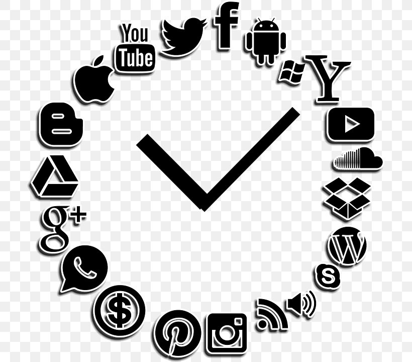 Social Media Marketing Digital Media Advertising Clip Art, PNG, 711x720px, Social Media, Advertising, Black And White, Brand, Communication Download Free