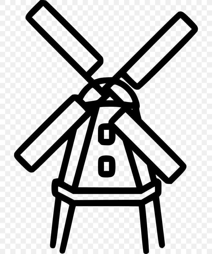 Windmill Wind Turbine, PNG, 712x980px, Windmill, Black And White, Building, Energy, Flat Design Download Free