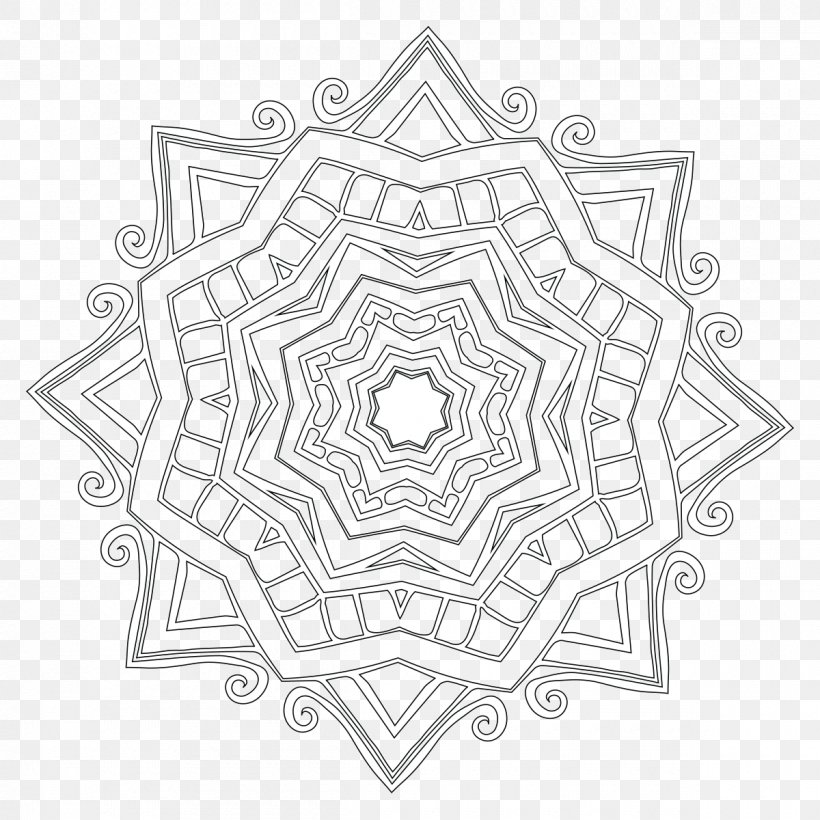 Mandala Coloring Book Drawing, PNG, 1200x1200px, Mandala, Area, Black And White, Book, Buddhism Download Free