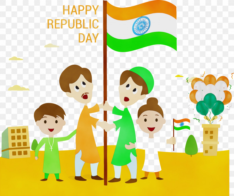 Green Cartoon Sharing Child Playing With Kids, PNG, 3000x2519px, Happy India Republic Day, Cartoon, Child, Green, Paint Download Free