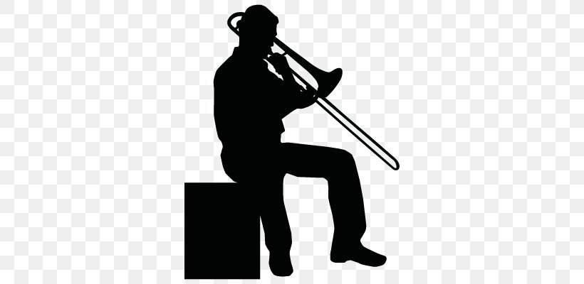 Trombone Silhouette Musician Mellophone Musical Instruments, PNG, 400x400px, Trombone, Black And White, Brass Instrument, David Bowie, Elvis Presley Download Free