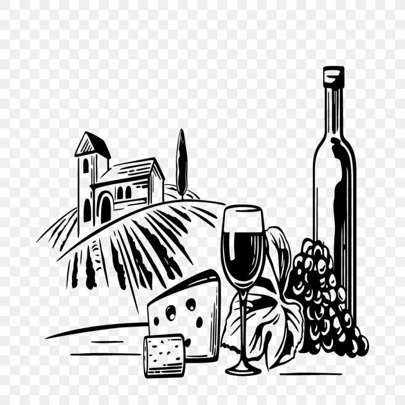Illustration Vector Graphics Stock Photography Grape Cartoon, PNG, 1000x1000px, Stock Photography, Art, Black And White, Blackandwhite, Bottle Download Free