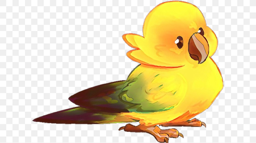Bird Cartoon Parrot Yellow Beak, PNG, 616x461px, Bird, Animation, Beak, Cartoon, Ducks Geese And Swans Download Free