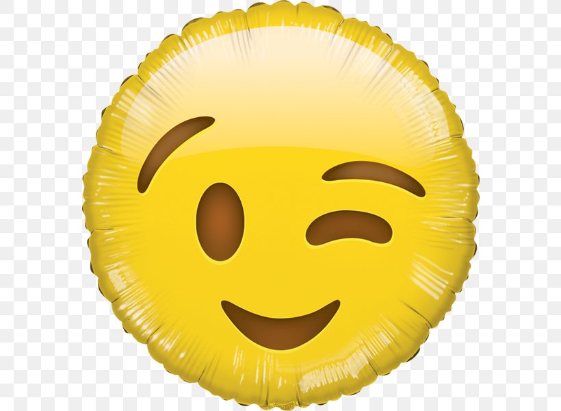 Mylar Balloon Smiley Emoticon Wink, PNG, 600x600px, Balloon, Aluminium Foil, Birthday, Bopet, Emoji Download Free