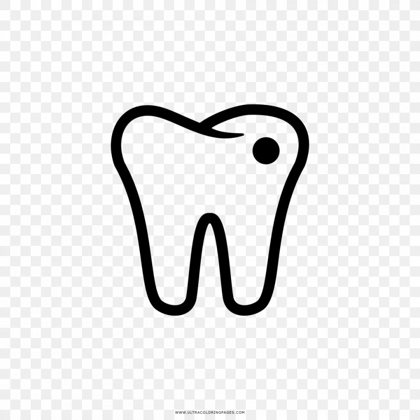 Tooth Coloring Book Drawing Ausmalbild, PNG, 1000x1000px, Watercolor, Cartoon, Flower, Frame, Heart Download Free