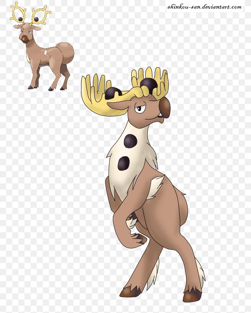 Reindeer Stantler Pokémon Evolution, PNG, 768x1024px, Watercolor, Cartoon, Flower, Frame, Heart Download Free