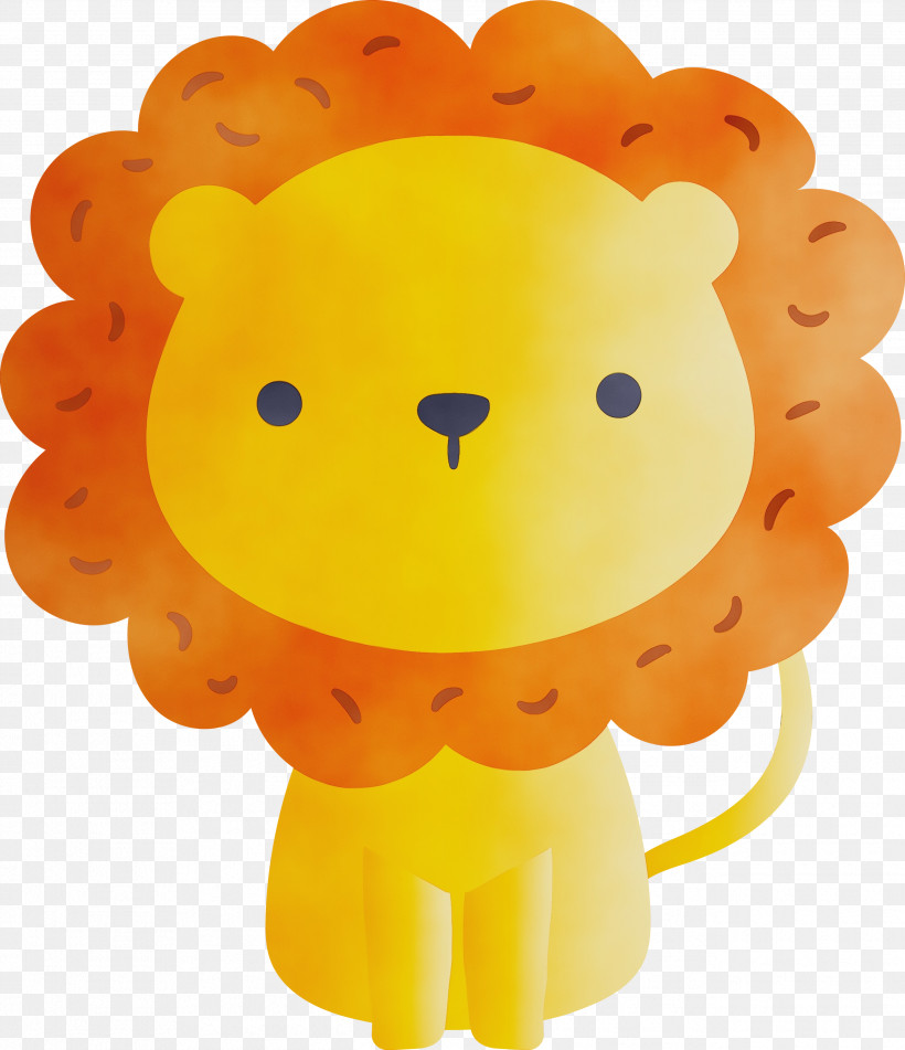 Yellow Cartoon Smile Lion, PNG, 2585x3000px, Watercolor, Cartoon, Lion, Paint, Smile Download Free