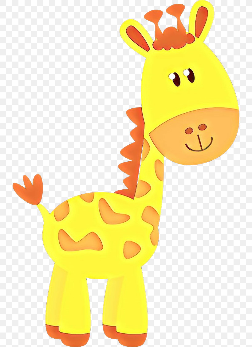 Giraffe Giraffidae Cartoon Yellow Toy, PNG, 738x1127px, Giraffe, Animal Figure, Cartoon, Giraffidae, Stuffed Toy Download Free