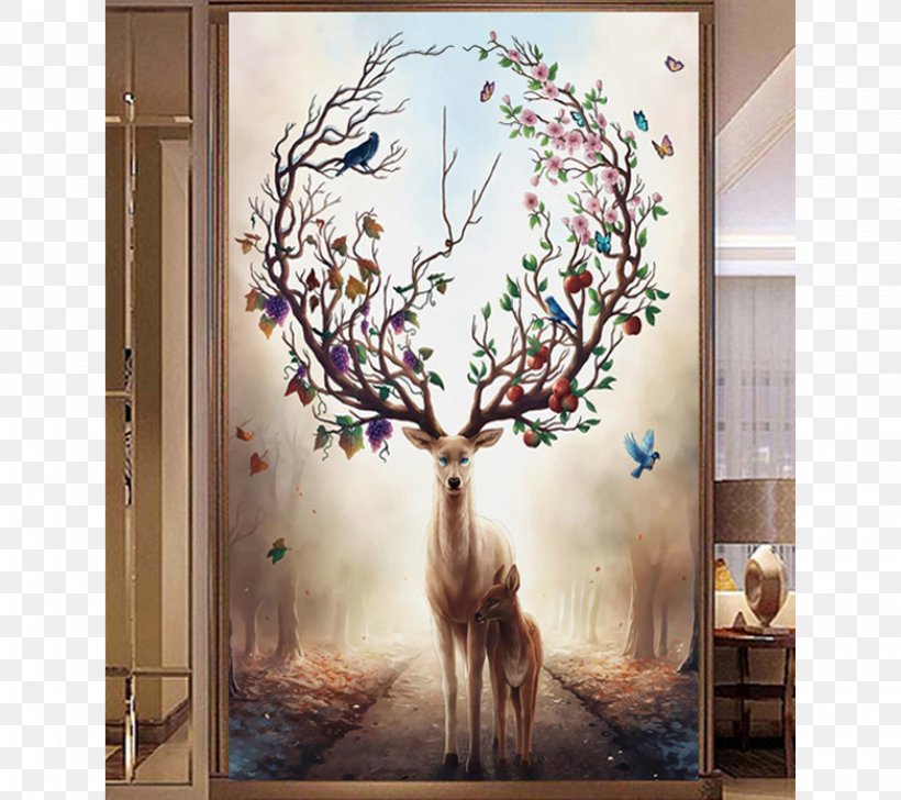 Cross-stitch Embroidery Stitch Painting, PNG, 4500x4000px, Crossstitch, Aisle, Antler, Art, Branch Download Free