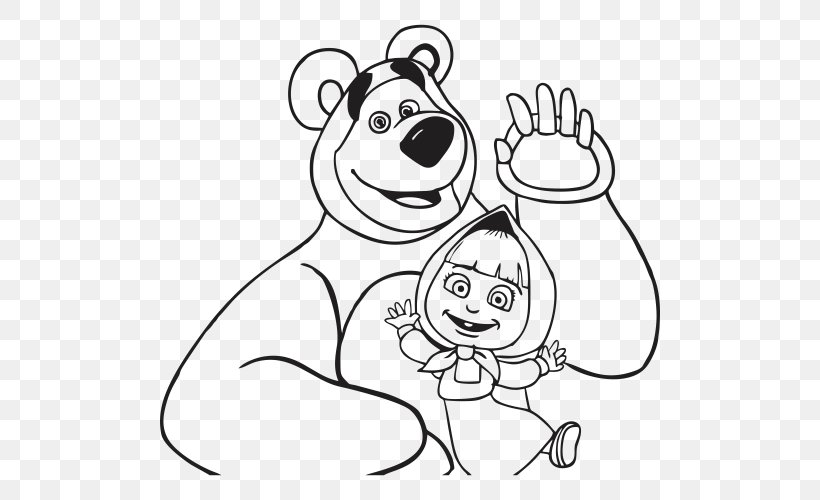 Masha Drawing Image Bear Animated Cartoon, PNG, 500x500px, Watercolor, Cartoon, Flower, Frame, Heart Download Free