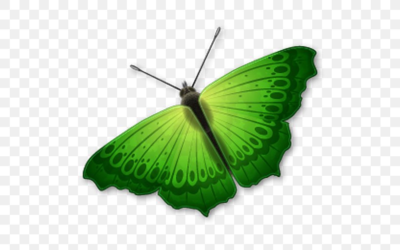 Butterfly Icon Design Clip Art, PNG, 512x512px, Butterfly, Brush Footed Butterfly, Emoticon, Green, Icon Design Download Free