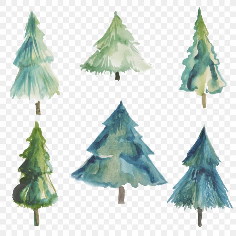Christmas Tree Watercolor Painting, PNG, 1200x1200px, Christmas Tree, Christmas, Christmas Card, Christmas Decoration, Christmas Gift Download Free