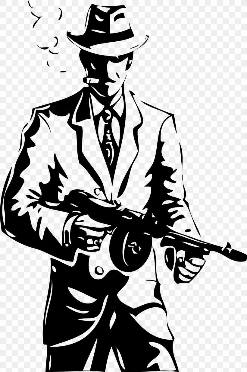Vector Graphics Drawing Gangster Illustration Image, PNG, 1200x1803px, Drawing, Art, Artwork, Black And White, Fictional Character Download Free