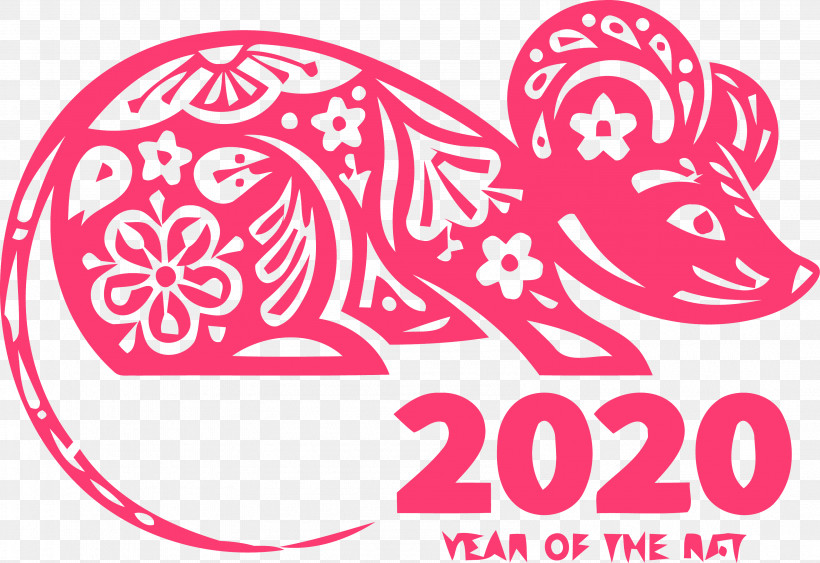 Happy New Year 2020 New Years 2020 2020, PNG, 3184x2189px, 2020, Happy New Year 2020, Line Art, Magenta, New Years 2020 Download Free