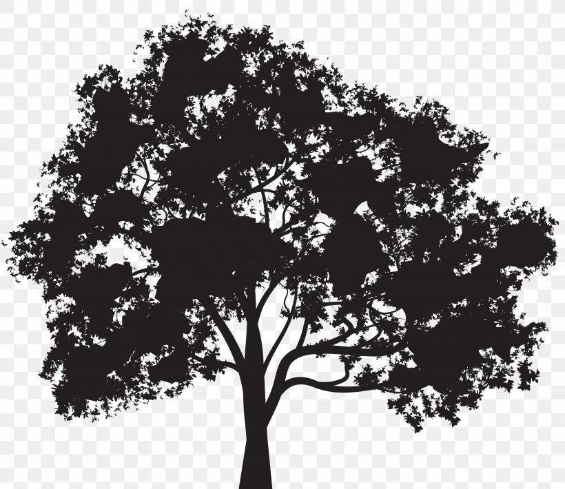 Silhouette Tree Clip Art, PNG, 8000x6936px, Tree, Black And White, Branch, Monochrome, Monochrome Photography Download Free