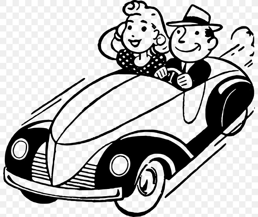 Car Driving Drawing Sunday Drive Clip Art, PNG, 800x690px, Car, Antique Car, Artwork, Automotive Design, Black And White Download Free