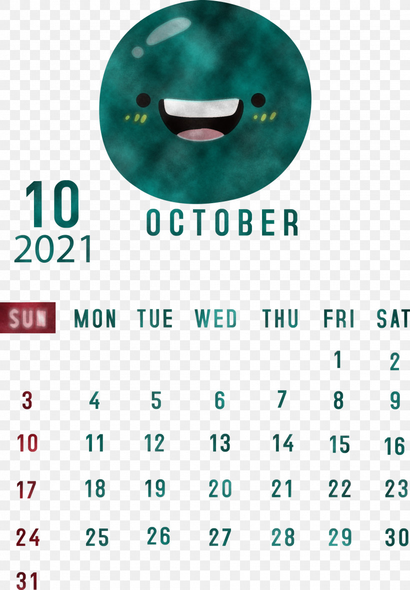 October 2021 Printable Calendar October 2021 Calendar, PNG, 2086x3000px, October 2021 Printable Calendar, Calendar System, Green, Htc, Htc Hero Download Free