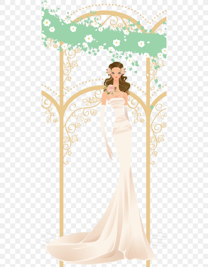Bride Contemporary Western Wedding Dress, PNG, 492x1052px, Watercolor, Cartoon, Flower, Frame, Heart Download Free