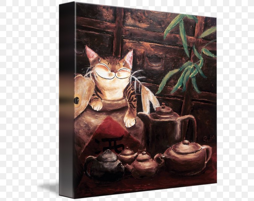 Cat Tea Gallery Wrap Still Life Art, PNG, 596x650px, Cat, Art, Canvas, Gallery Wrap, Printing Download Free