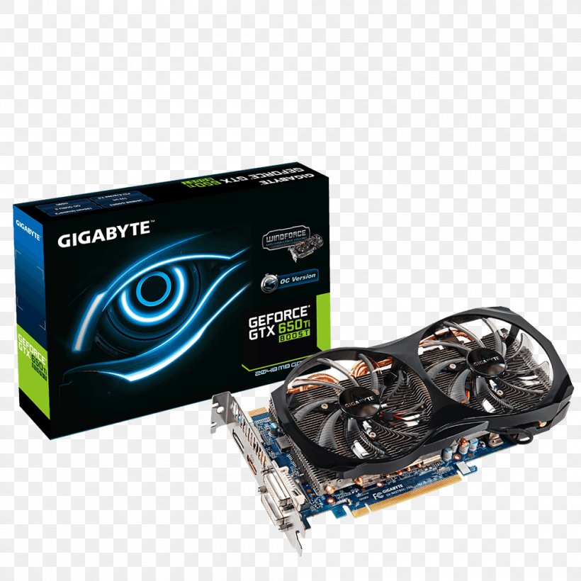 Graphics Cards & Video Adapters NVIDIA GeForce GTX 650 Ti Gigabyte Technology GDDR5 SDRAM, PNG, 1000x1000px, Graphics Cards Video Adapters, Cable, Computer Component, Computer Cooling, Computer Hardware Download Free