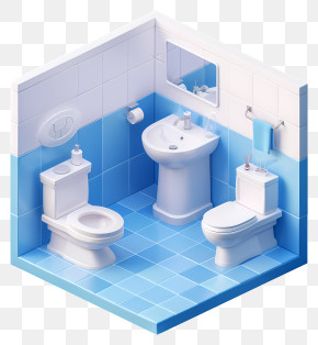 Water Closet - Modern Bathroom With Sink And Toilet Illustration PNG