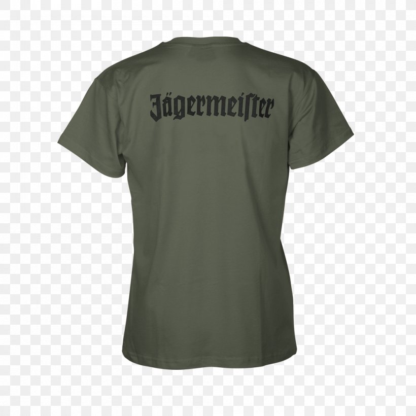 T-shirt Jägermeister Sleeve Neck, PNG, 1000x1000px, Tshirt, Active Shirt, Green, Grey, Jagermeister Download Free