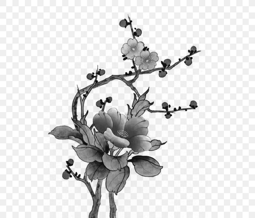 Chinese Painting Bird-and-flower Painting Gongbi, PNG, 700x700px, Chinese Painting, Art, Birdandflower Painting, Black And White, Blossom Download Free