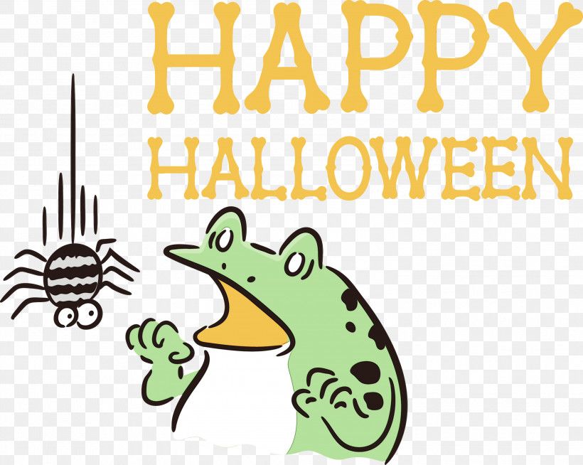 Frogs Cartoon Tree Frog Logo Toad, PNG, 3000x2396px, Happy Halloween, Cartoon, Frogs, Green, Logo Download Free