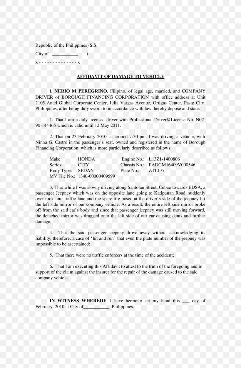 Car Vehicle Affidavit Hit And Run Driving, PNG, 1700x2600px, Car, Accident, Affidavit, Antel Global Corporate Center, Area Download Free