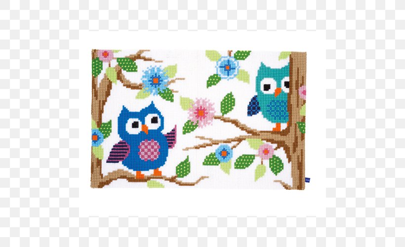Cross-stitch Embroidery Needlework Owl Talk Rug Cross Stitch Kit, PNG, 500x500px, Crossstitch, Area, Baby Toys, Bird, Bird Of Prey Download Free