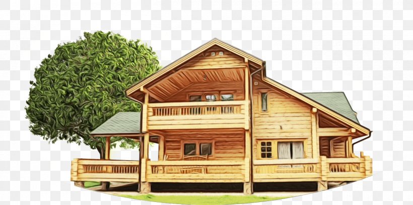 House Home Property Building Log Cabin, PNG, 1360x678px, Watercolor, Architecture, Building, Cottage, Home Download Free