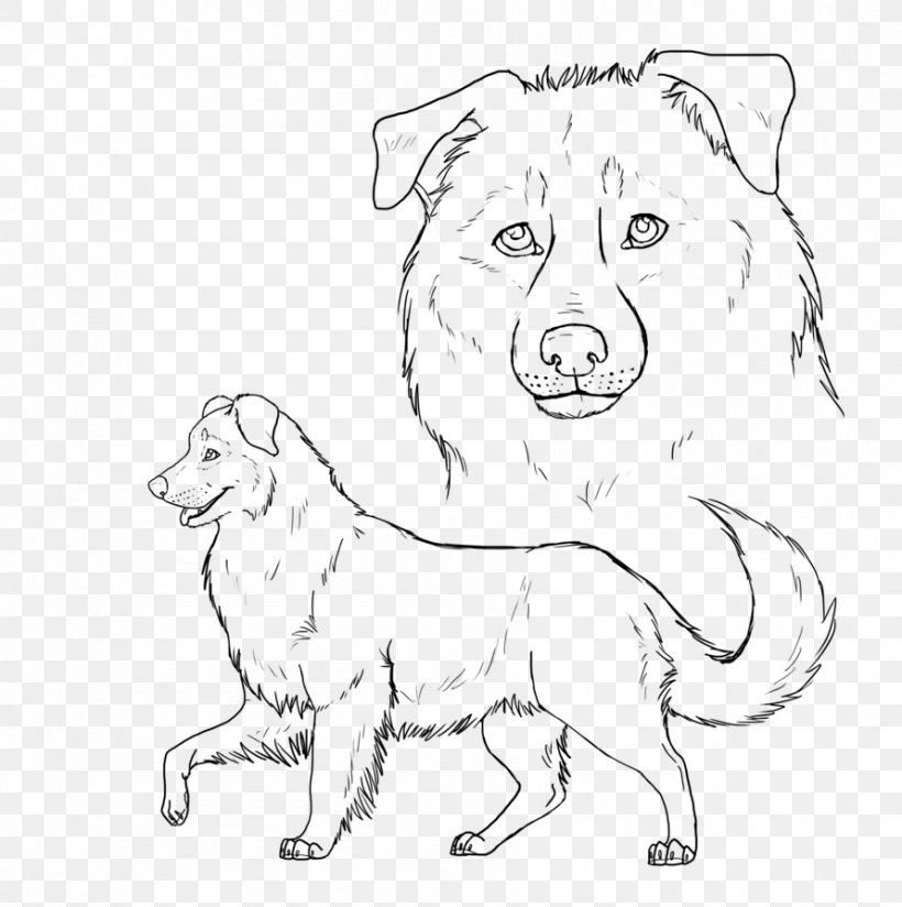Dog Breed Puppy Australian Shepherd German Shepherd Line Art, PNG, 891x896px, Dog Breed, Art, Artwork, Australian Shepherd, Black And White Download Free