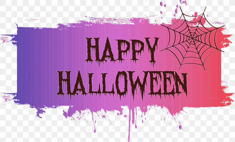 Poster Logo Font Text Banner, PNG, 3000x1811px, Happy Halloween, Banner, Logo, M, Paint Download Free