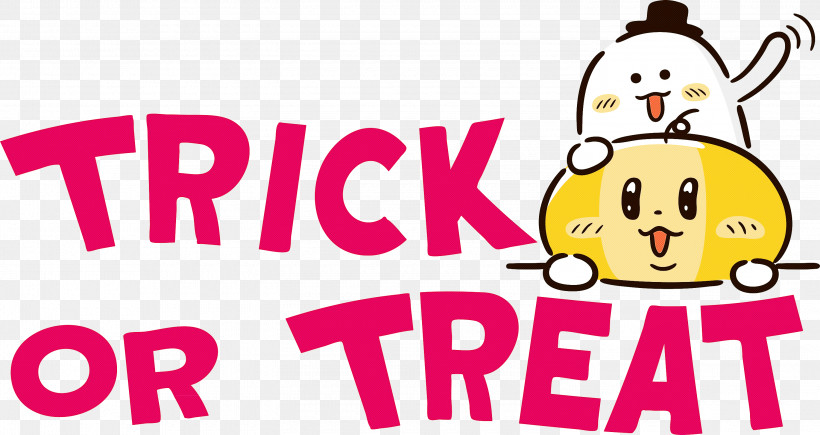 TRICK OR TREAT Halloween, PNG, 3000x1592px, Trick Or Treat, Behavior, Cartoon, Emoticon, Halloween Download Free