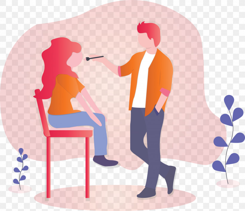 Makeup Girl, PNG, 3000x2587px, Makeup, Cartoon, Conversation, Furniture, Gesture Download Free