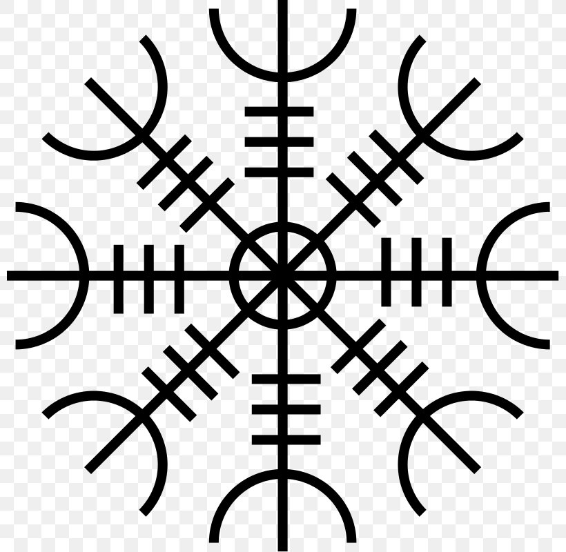 Helm Of Awe Icelandic Magical Staves Odin Aegishjalmur Symbol, PNG, 800x800px, Helm Of Awe, Aegishjalmur, Black And White, Icelandic, Icelandic Magical Staves Download Free