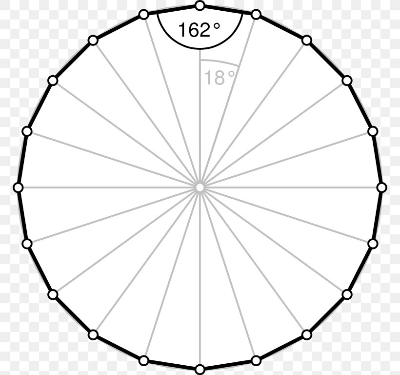 Regular Polygon Internal Angle Icosagon Dodecagon, PNG, 768x768px, Polygon, Area, Bicycle Part, Bicycle Wheel, Black And White Download Free