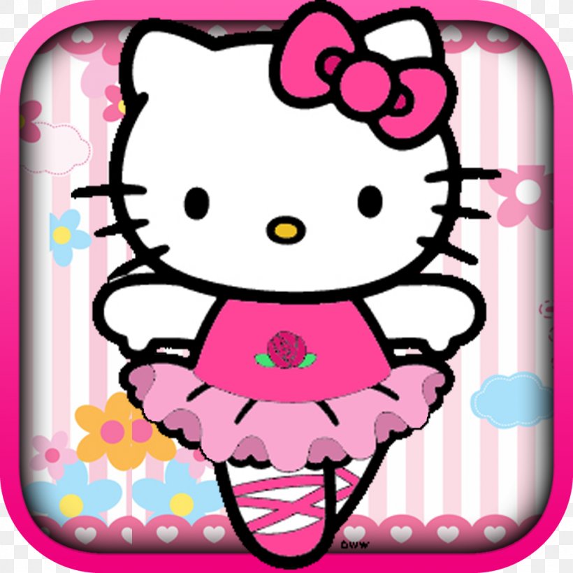 Hello Kitty Loves Mad Libs Ballet Dancer Clip Art, PNG, 1024x1024px, Watercolor, Cartoon, Flower, Frame, Heart Download Free