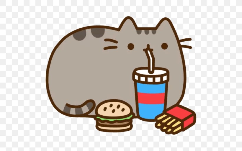 French Fries Pusheen Hamburger Fizzy Drinks Cat, PNG, 512x512px, French Fries, Bun, Cat, Drink, Eating Download Free
