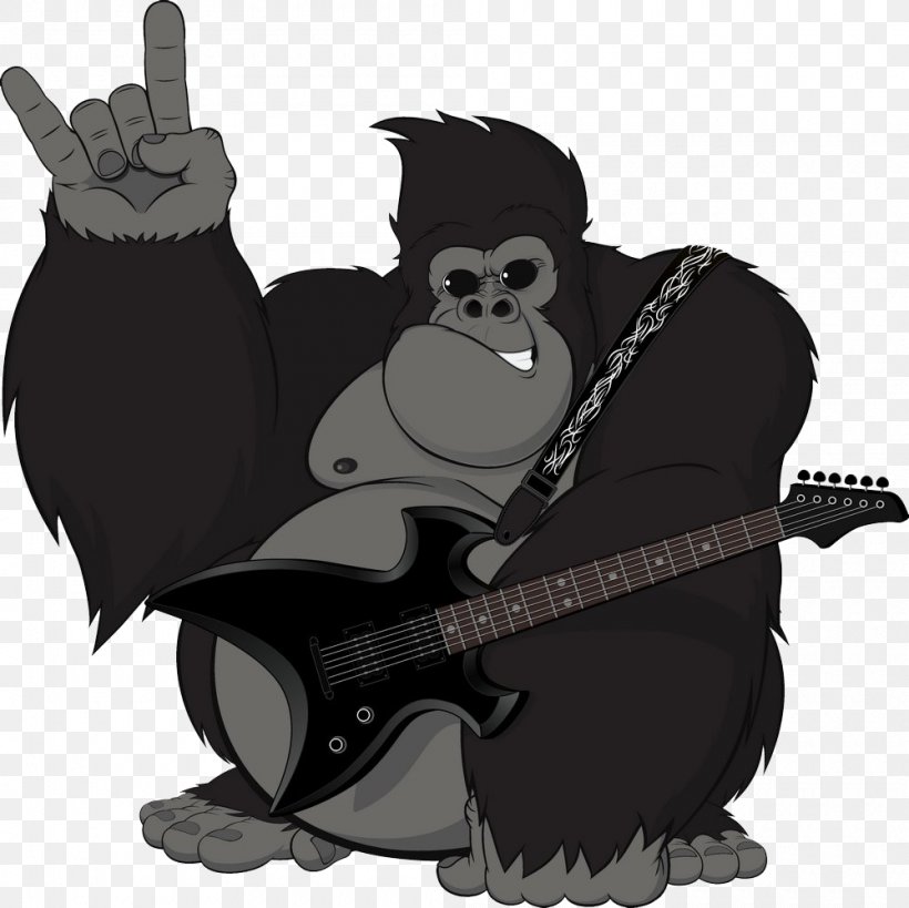 Gorilla Chimpanzee Ape Illustration, PNG, 1000x999px, Gorilla, Ape, Black, Black And White, Cartoon Download Free