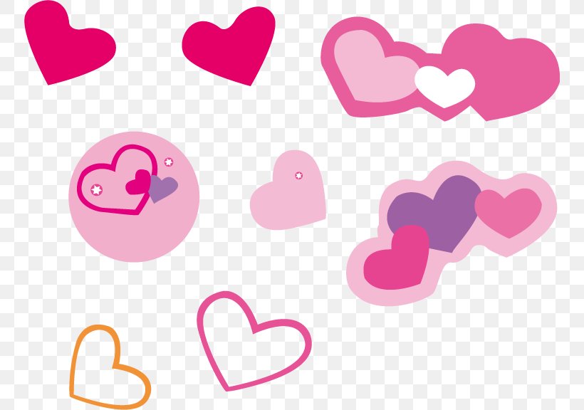 Pink Cute Love Heart-shaped Vector Material, PNG, 752x576px, Watercolor, Cartoon, Flower, Frame, Heart Download Free